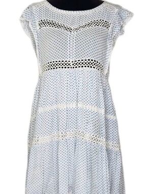 Free People Light Blue & White Crochet Eyelet Mini Dress